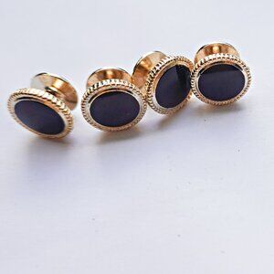 4 Gold and Onyx Tuxedo Shirt Studs